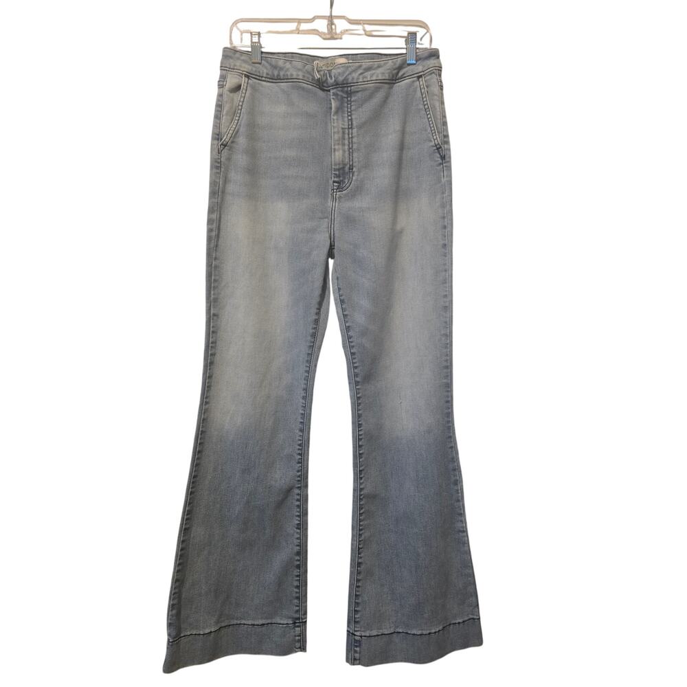 Hidden Light Wash High Waisted Wide Leg Distressed Women's Jeans 31